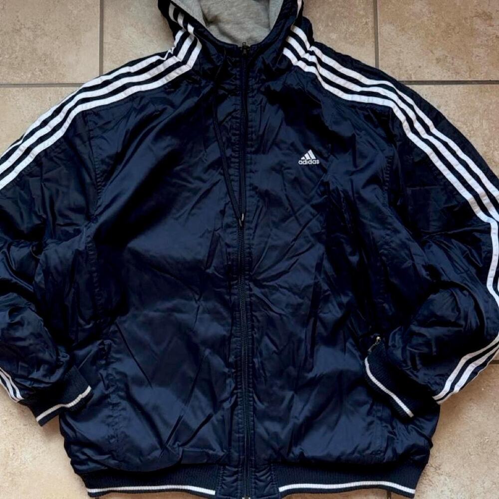 Adidas Reversible Bomber Windbreaker Jacket - Size XL DAMAGED ZIPPER